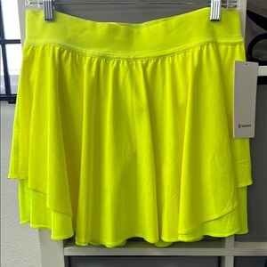 lululemon athletica Neon Yellow Court Rival HR Skirt. Size 12. NWT